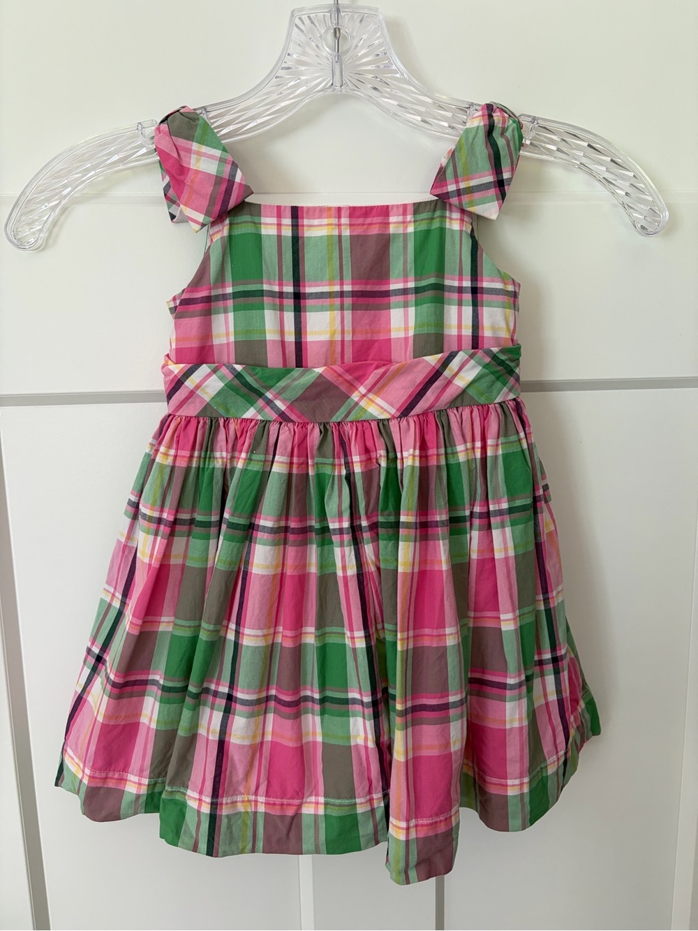Janie and Jack Sail Away Pink Green Plaid 100% Cotton Sundress Girl 12-18 Months